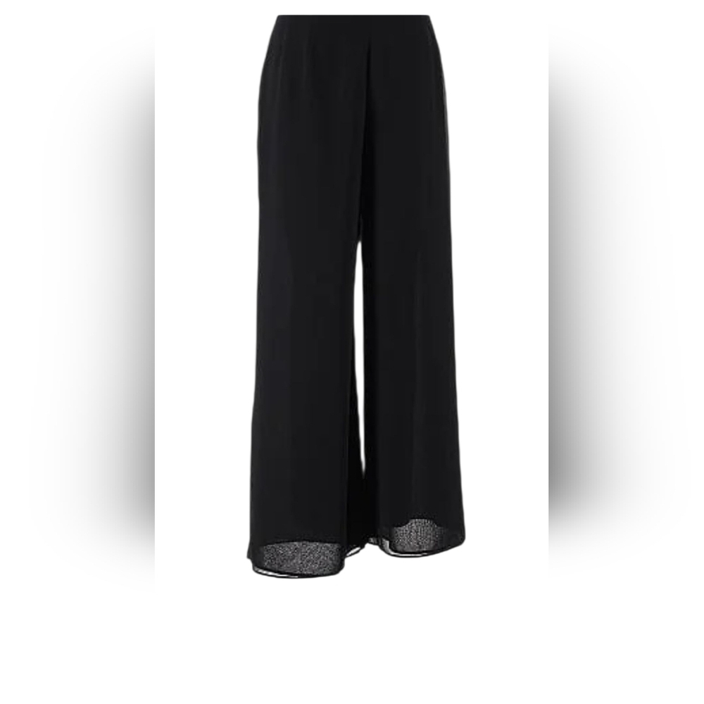 JS Collections Black Wide-Leg Women's Polyester Dress Pants - Picture 2 of 8